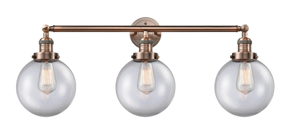 Beacon - 3 Light - 32 inch - Antique Copper - Bath Vanity Light