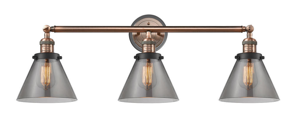 Cone - 3 Light - 32 inch - Antique Copper - Bath Vanity Light