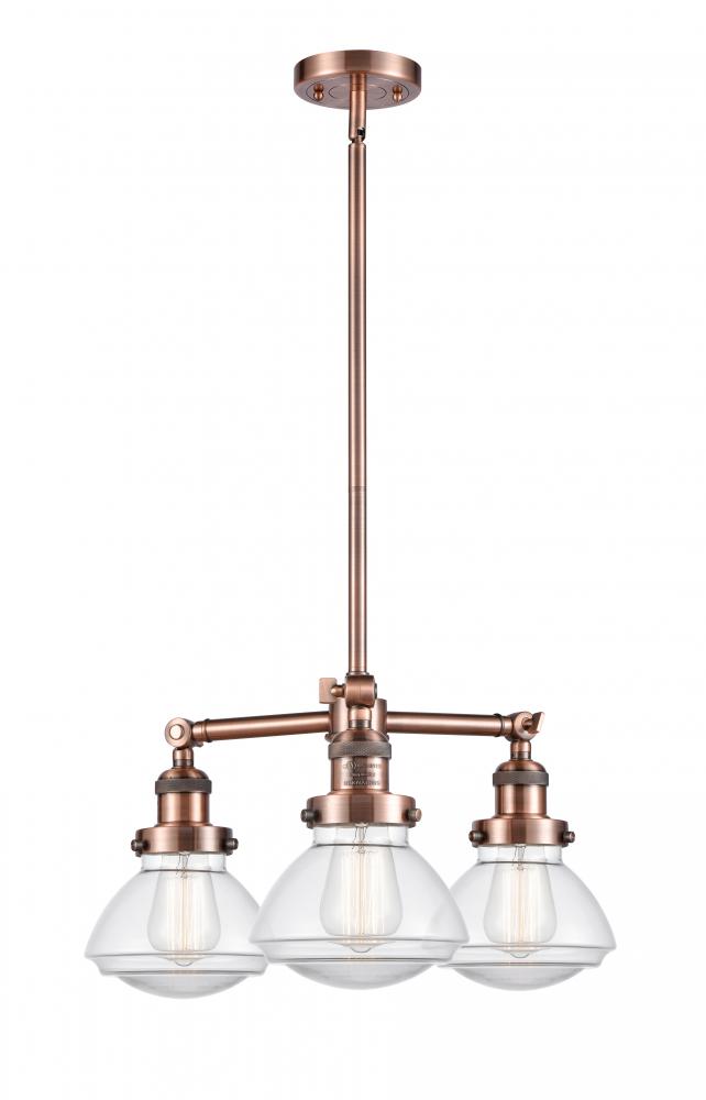 Olean - 3 Light - 19 inch - Antique Copper - Stem Hung - Chandelier