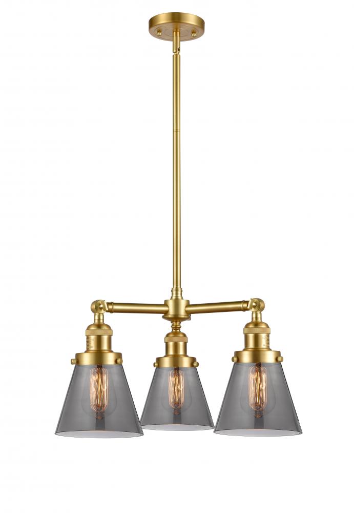 Cone - 3 Light - 19 inch - Satin Gold - Stem Hung - Chandelier