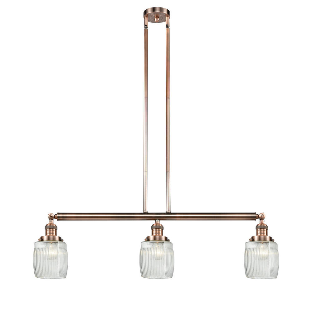 Colton - 3 Light - 38 inch - Antique Copper - Stem Hung - Island Light