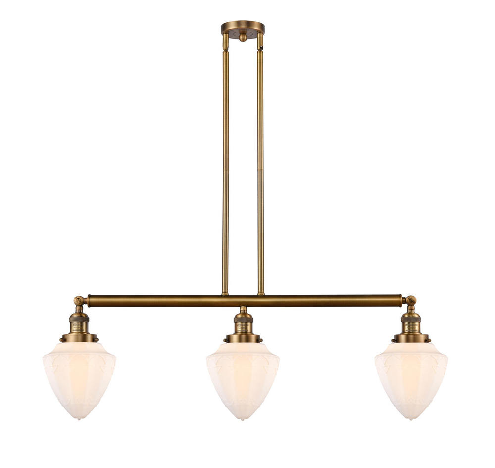 Bullet - 3 Light - 38 inch - Brushed Brass - Stem Hung - Island Light