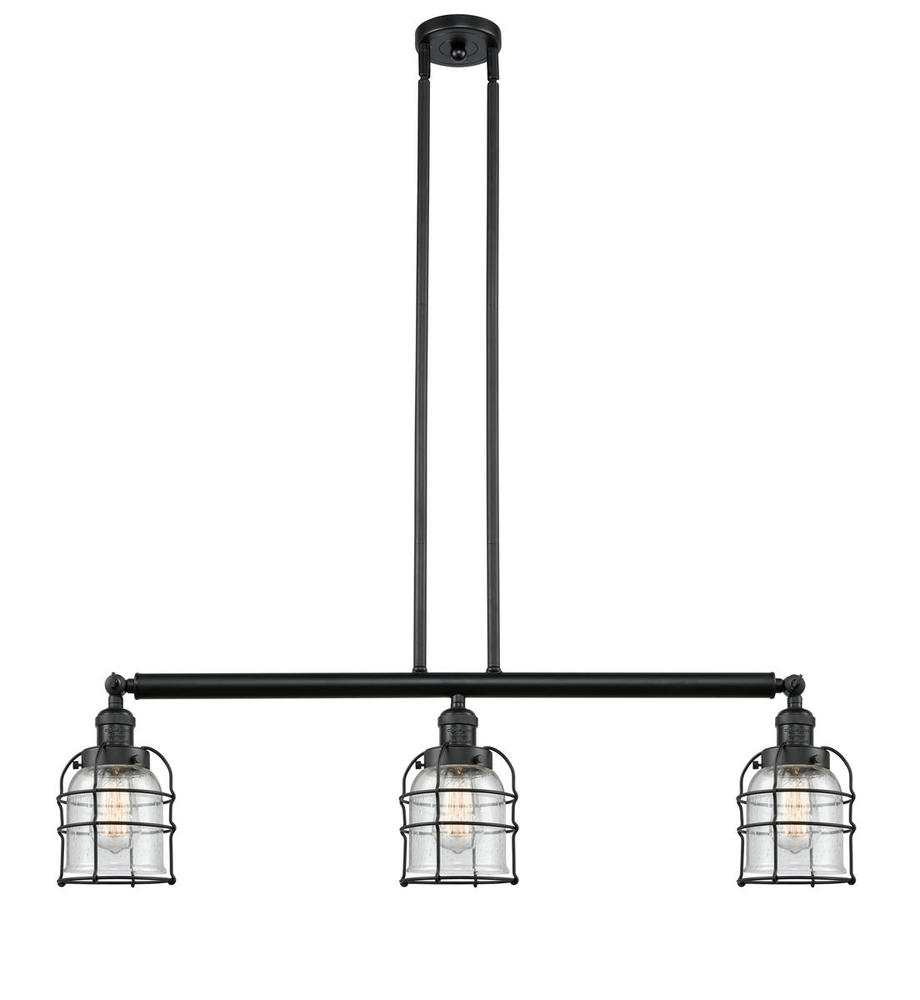 Bell Cage - 3 Light - 39 inch - Matte Black - Stem Hung - Island Light