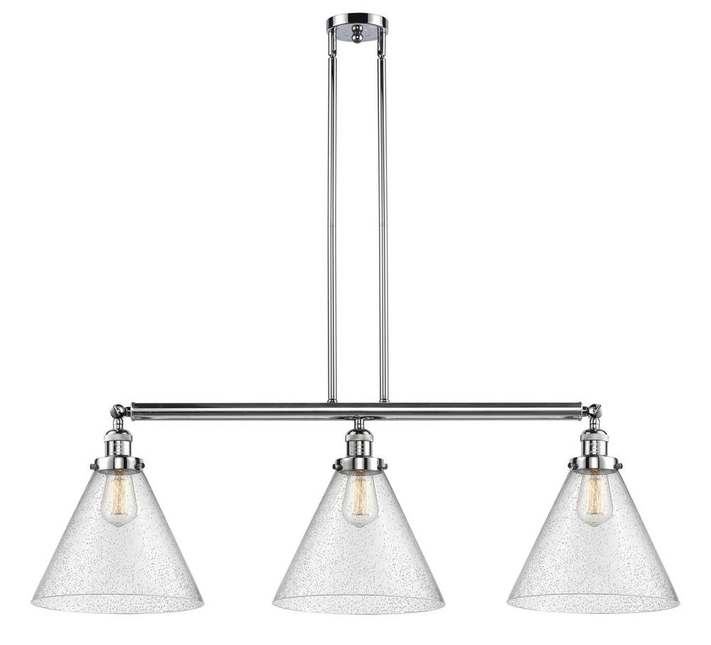 Cone - 3 Light - 44 inch - Polished Chrome - Stem Hung - Island Light