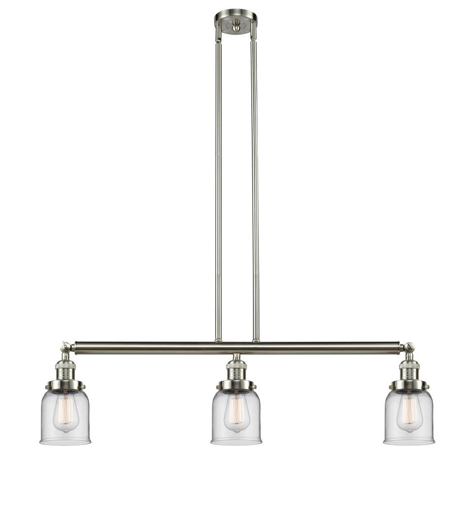 Bell - 3 Light - 38 inch - Brushed Satin Nickel - Stem Hung - Island Light