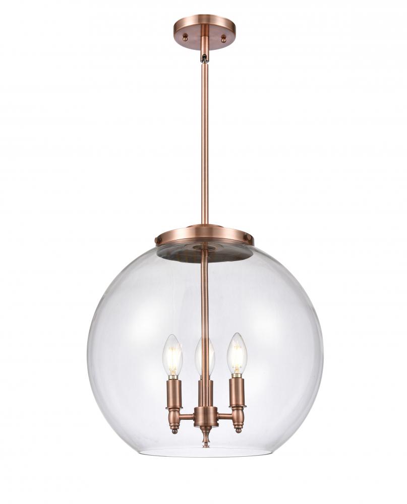 Athens - 3 Light - 16 inch - Antique Copper - Cord hung - Pendant