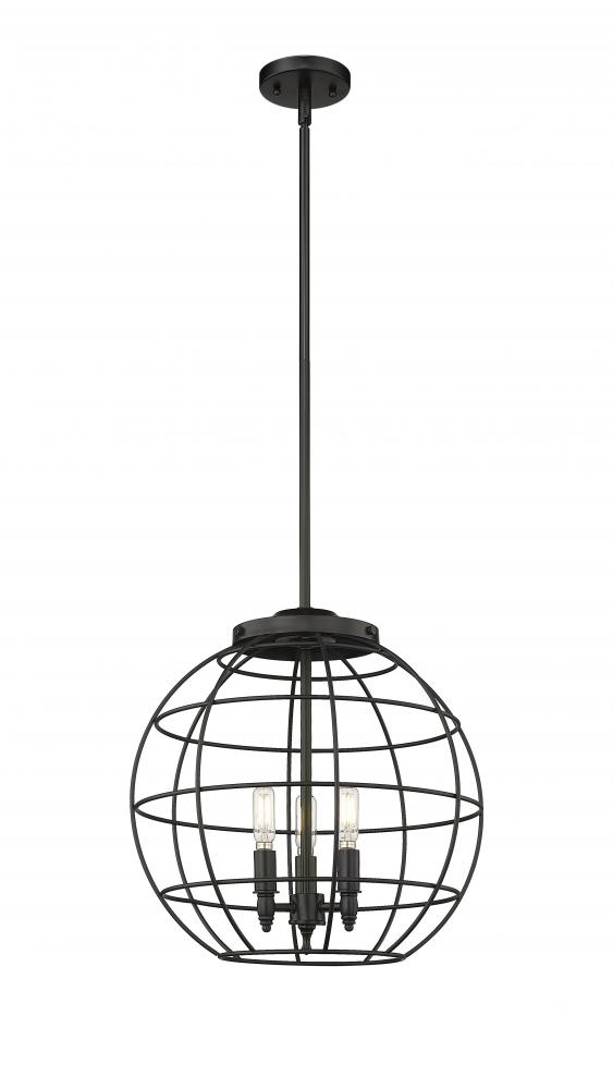 Lake Placid - 3 Light - 16 inch - Matte Black - Pendant