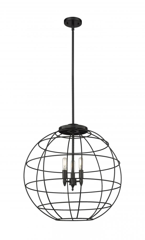 Lake Placid - 3 Light - 22 inch - Matte Black - Pendant