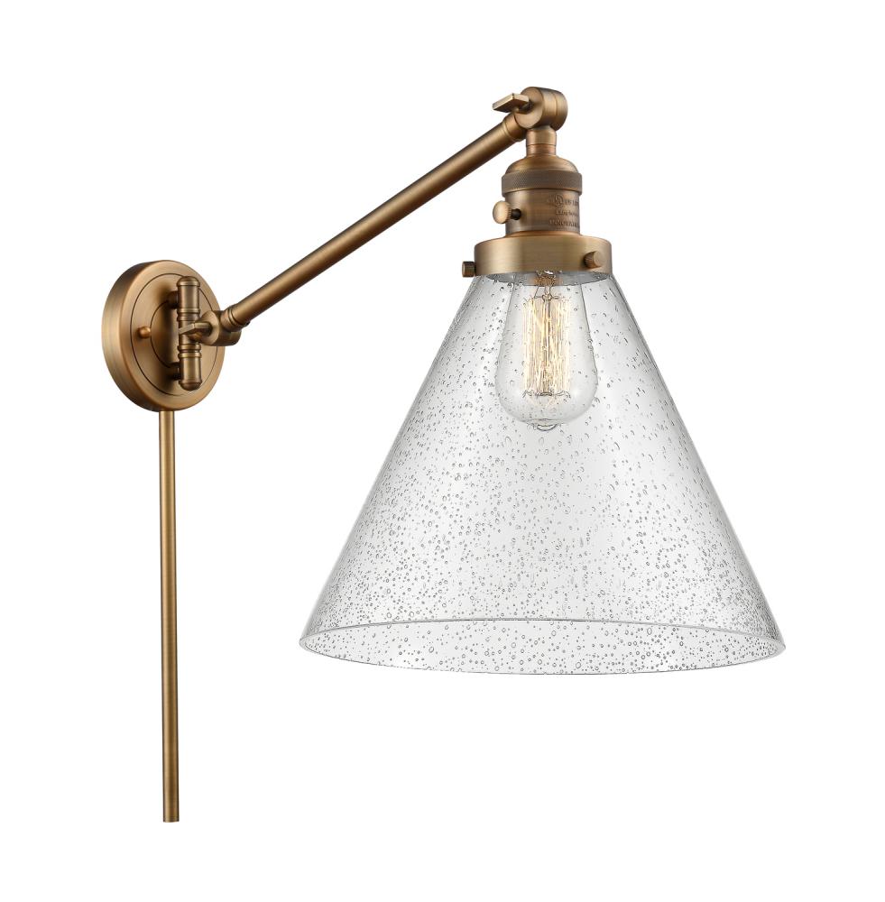 Cone - 1 Light - 12 inch - Brushed Brass - Swing Arm