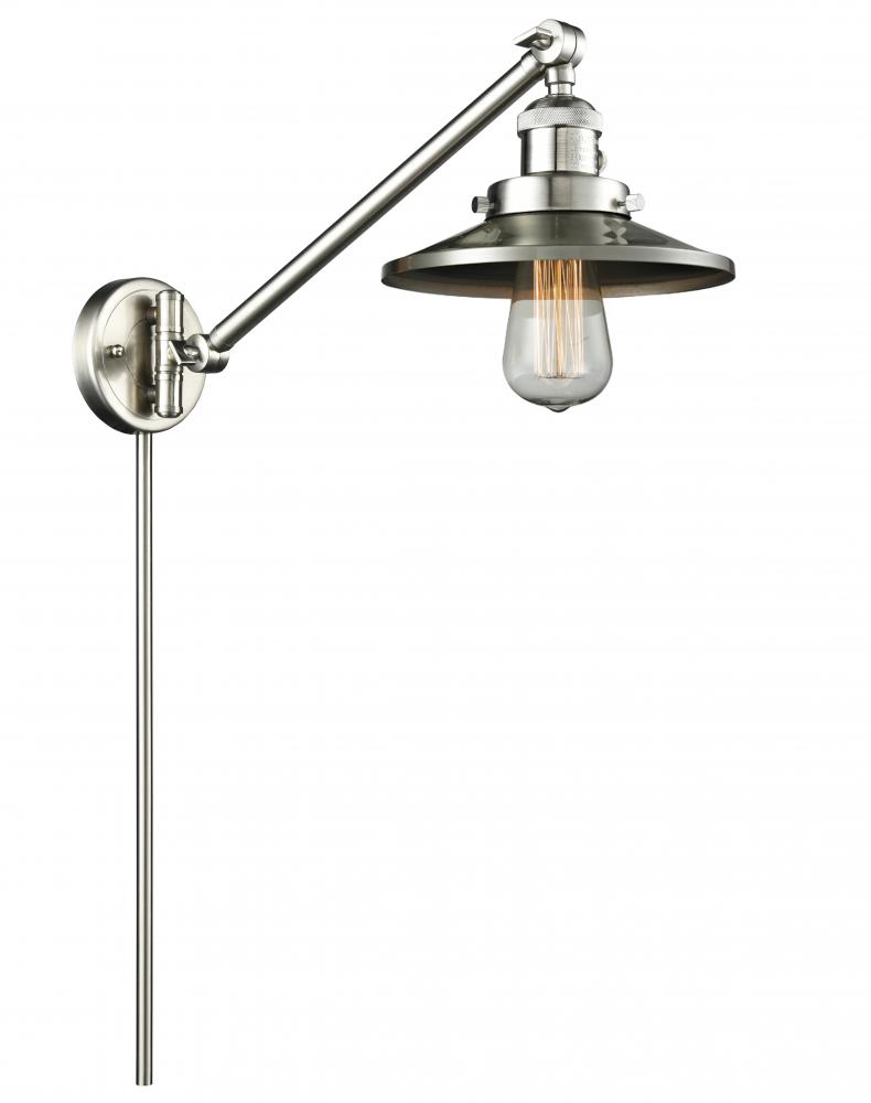 Railroad - 1 Light - 8 inch - Brushed Satin Nickel - Swing Arm