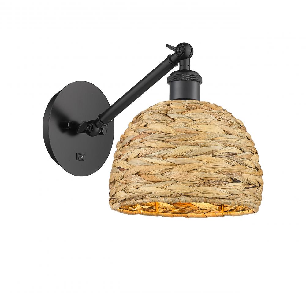 Woven Rattan - 1 Light - 8 inch - Matte Black - Sconce