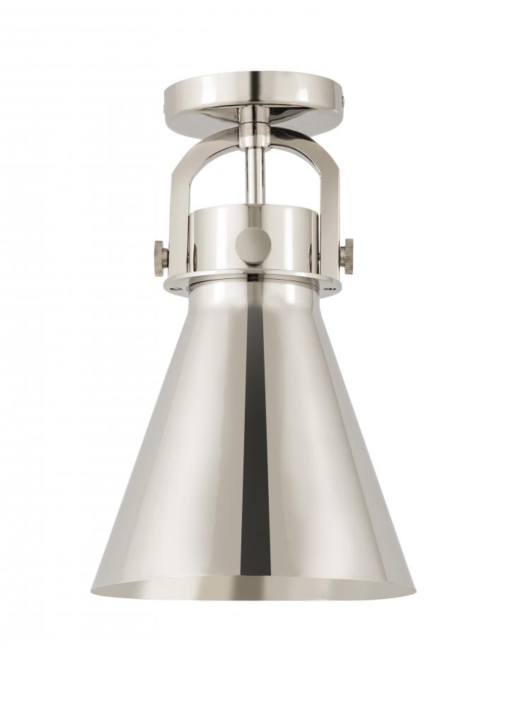 Newton Cone - 1 Light - 8 inch - Polished Nickel - Flush Mount