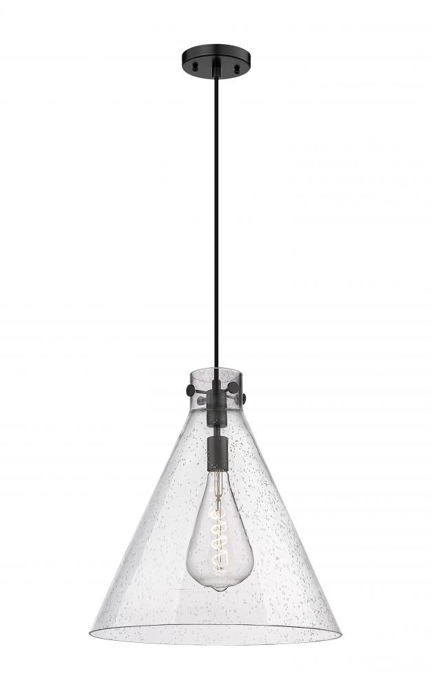 Newton Cone - 1 Light - 18 inch - Matte Black - Cord hung - Pendant