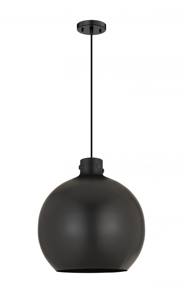 Newton Sphere - 1 Light - 18 inch - Matte Black - Cord hung - Pendant