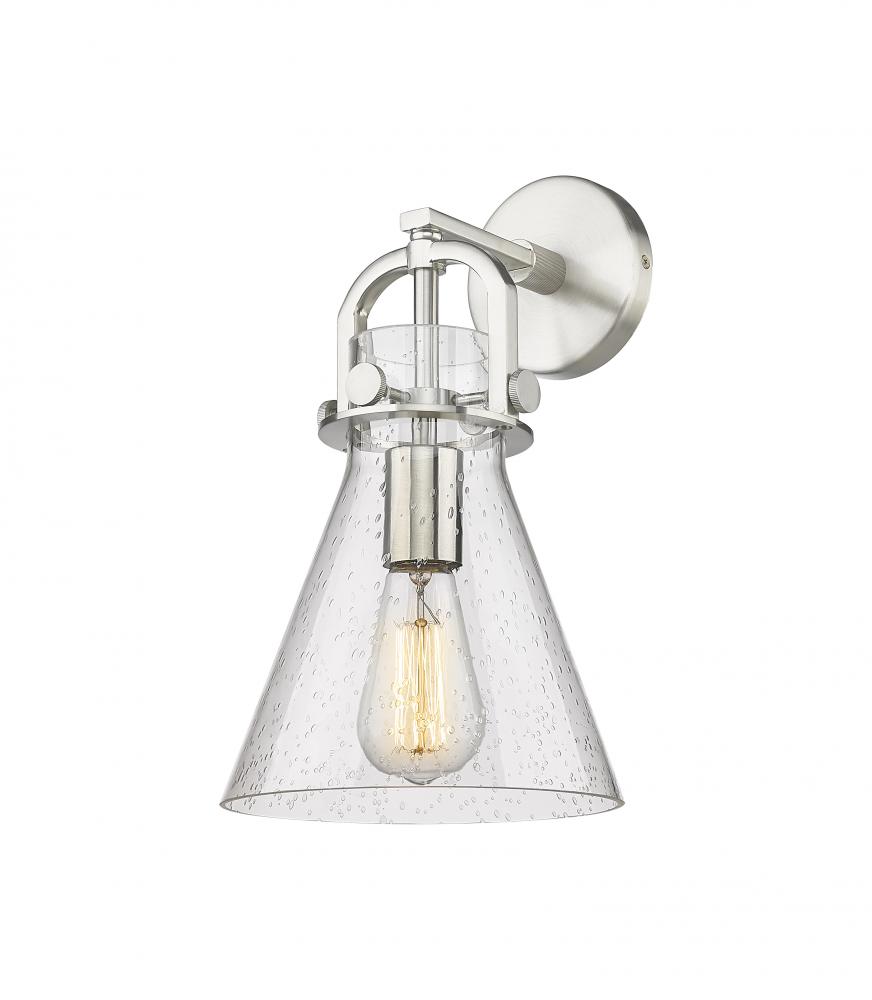 Newton Cone - 1 Light - 8 inch - Satin Nickel - Sconce