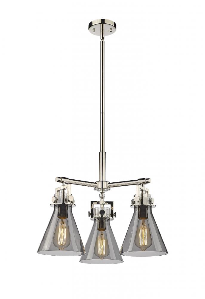 Newton Cone - 3 Light - 21 inch - Polished Nickel - Pendant