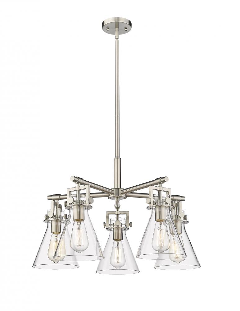 Newton Cone - 5 Light - 26 inch - Satin Nickel - Chandelier