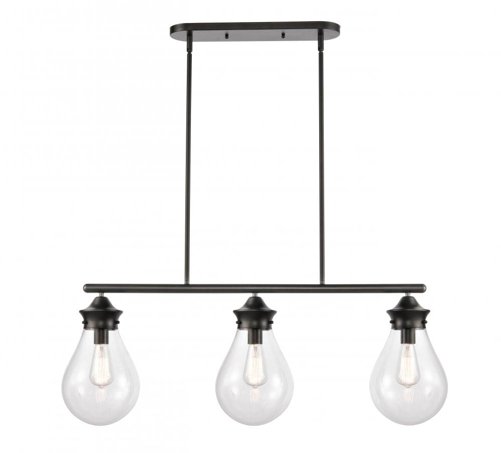 Genesis - 3 Light - 39 inch - Matte Black - Cord hung - Island Light