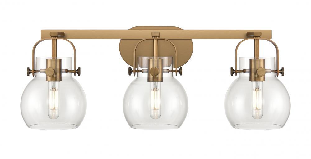 Pilaster II Sphere - 3 Light - 27 inch - Brushed Brass - Bath Vanity Light