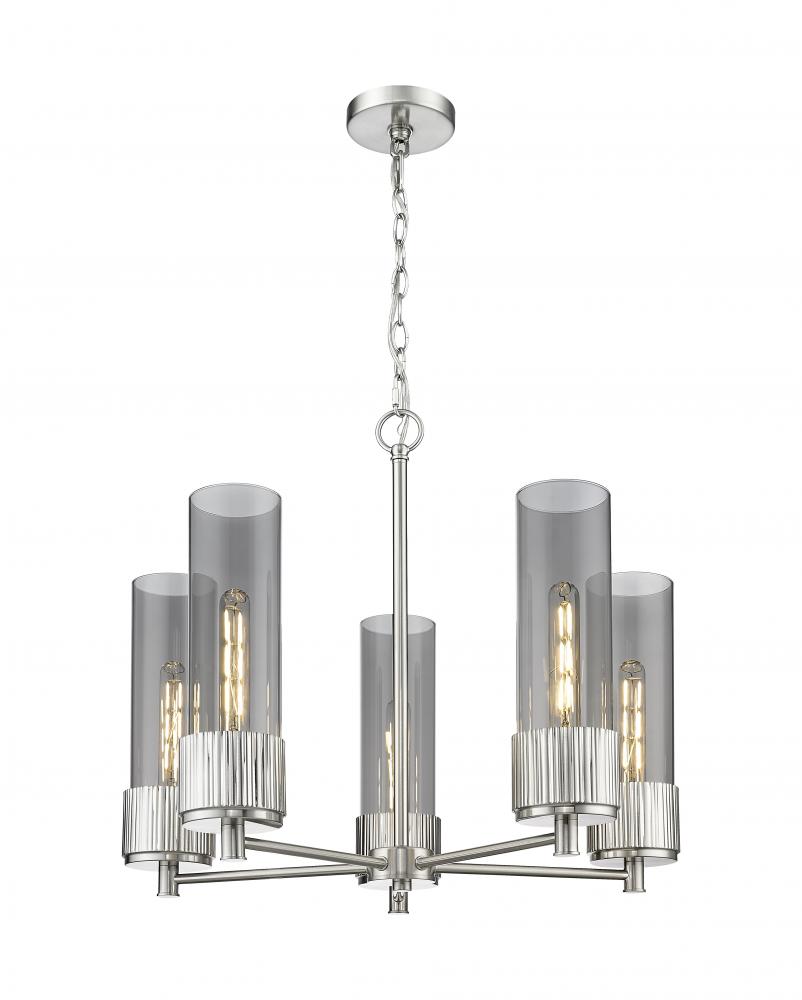 Bolivar - 5 Light - 25 inch - Satin Nickel - Chain Hung - Chandelier