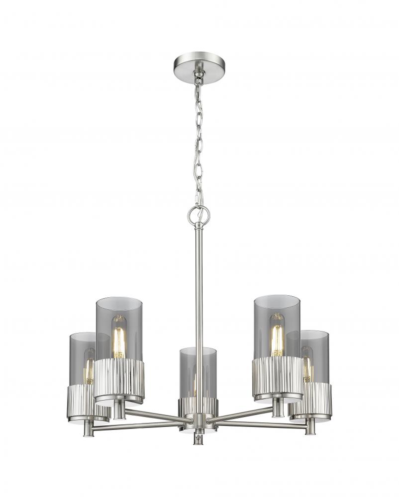 Bolivar - 5 Light - 25 inch - Satin Nickel - Chain Hung - Chandelier