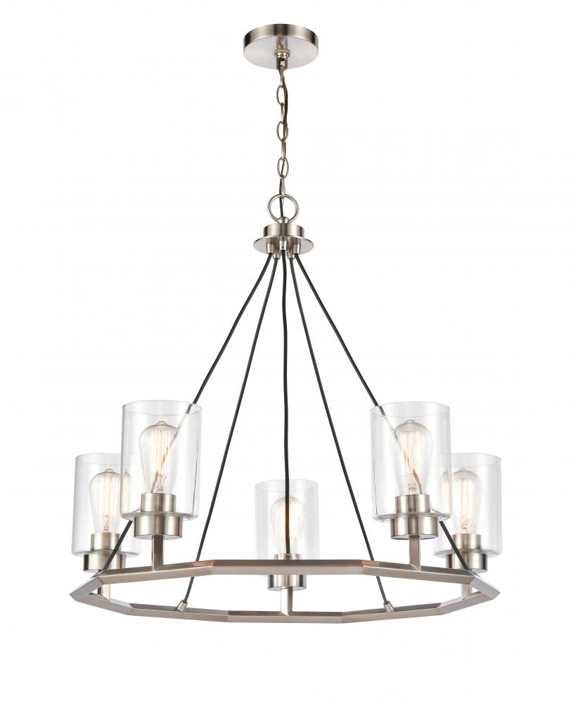 Mila - 5 Light - 29 inch - Black Satin Nickel - Chain Hung - Chandelier