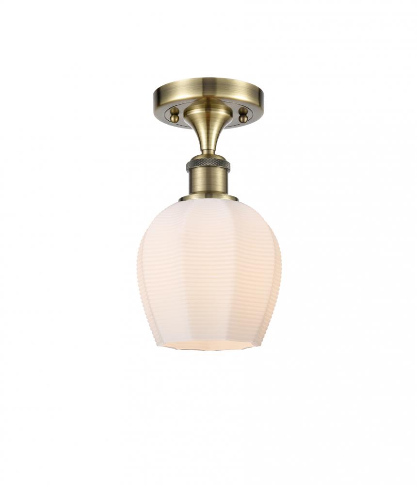 Norfolk - 1 Light - 6 inch - Antique Brass - Semi-Flush Mount