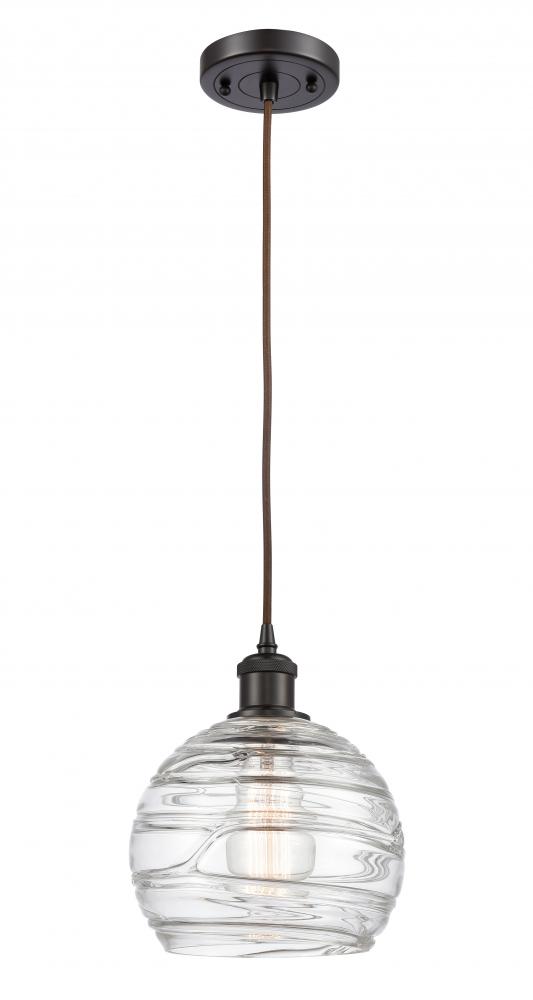 Athens Deco Swirl - 1 Light - 8 inch - Oil Rubbed Bronze - Cord hung - Mini Pendant