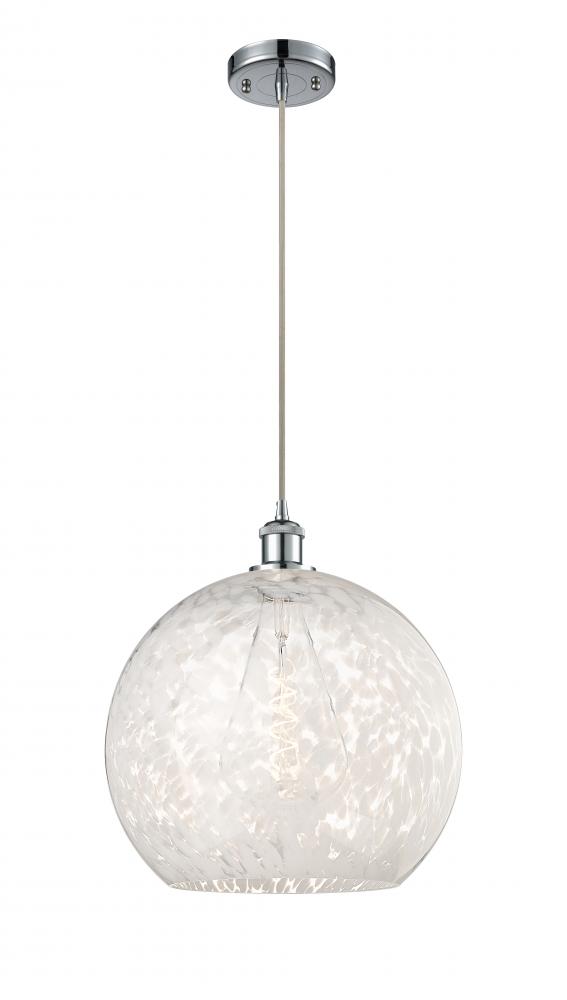 White Mouchette - 1 Light - 14 inch - Polished Chrome - Cord Hung - Pendant