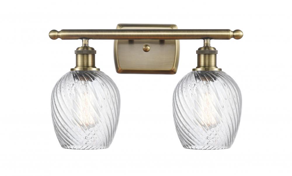 Salina - 2 Light - 16 inch - Antique Brass - Bath Vanity Light