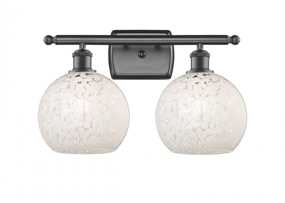 White Mouchette - 2 Light - 18 inch - Oil Rubbed Bronze - Bath Vanity Light