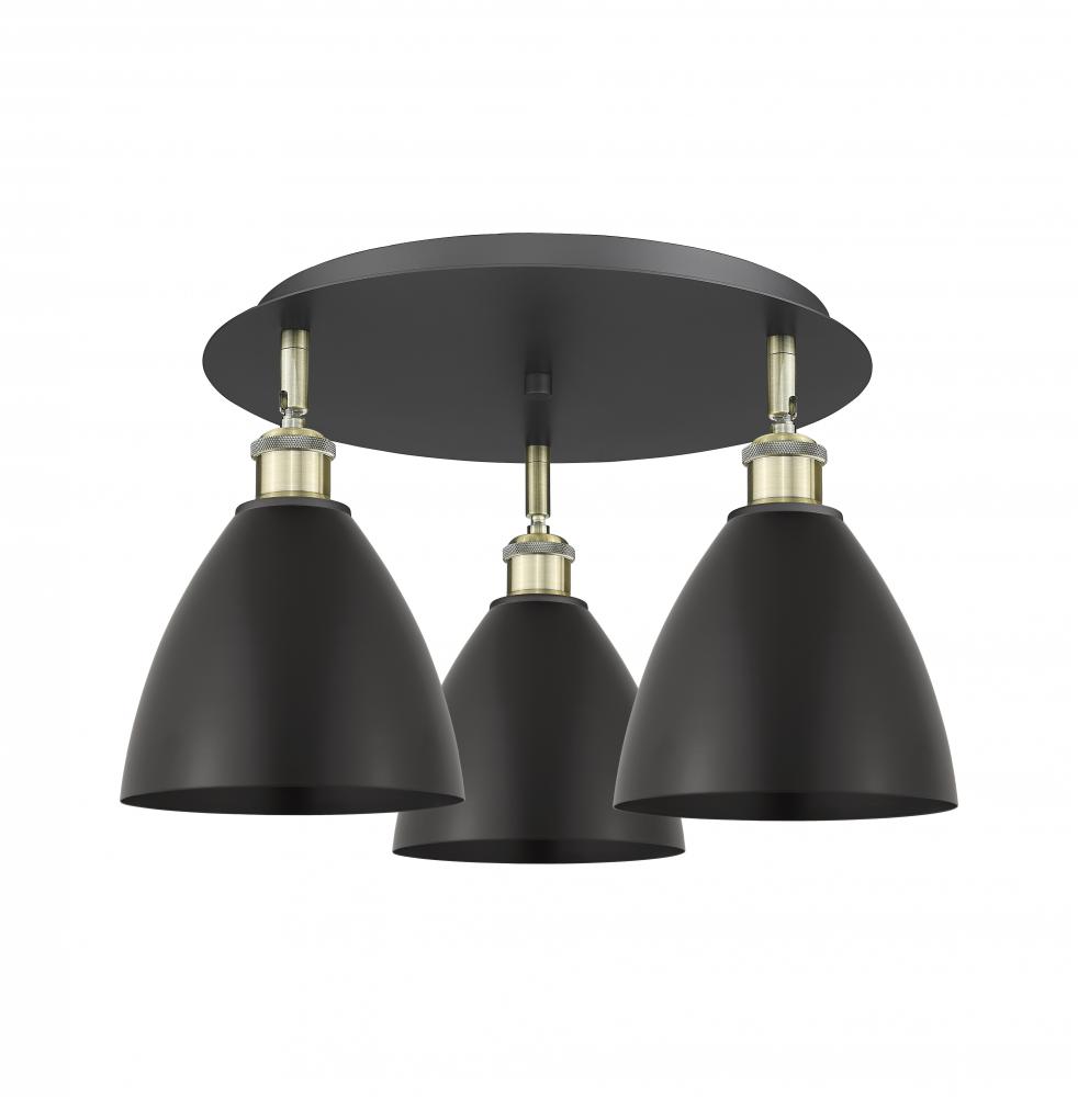 Bristol - 3 Light - 19 inch - Black Antique Brass - Flush Mount