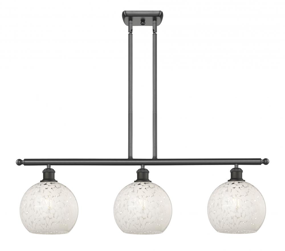 White Mouchette - 3 Light - 36 inch - Oil Rubbed Bronze - Stem Hung - Island Light