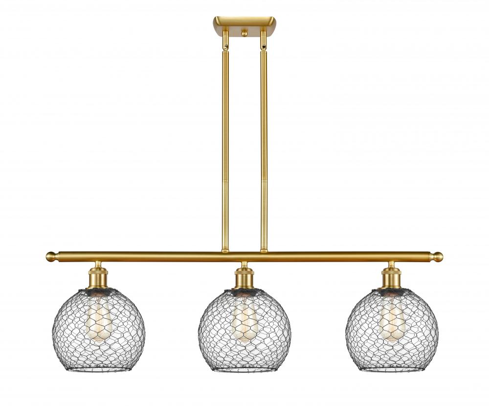 Farmhouse Chicken Wire - 3 Light - 36 inch - Satin Gold - Cord hung - Island Light