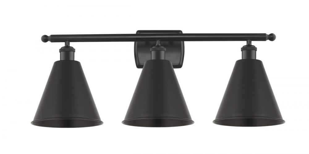 Berkshire - 3 Light - 28 inch - Matte Black - Bath Vanity Light