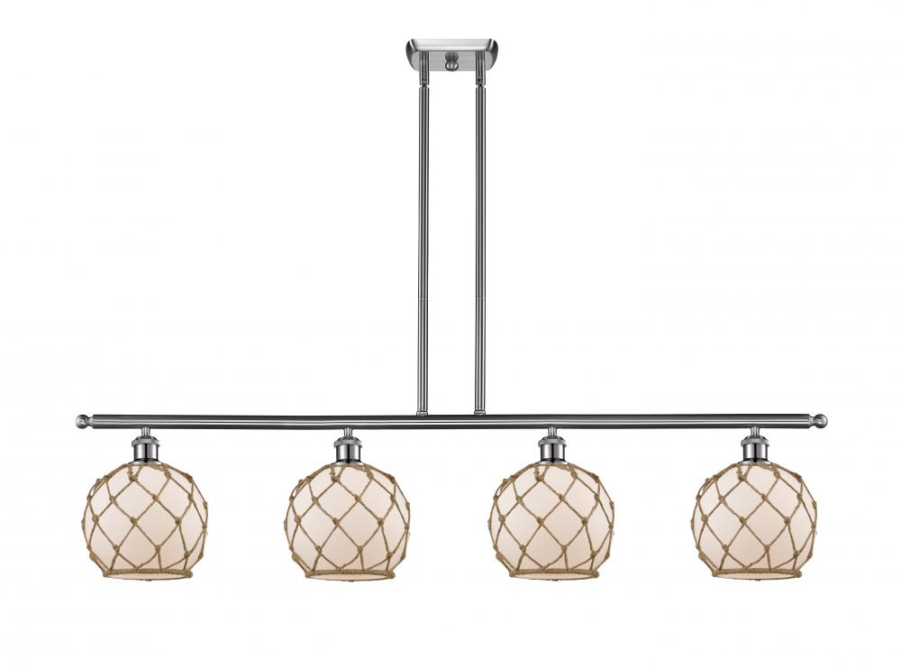 Farmhouse Rope - 4 Light - 48 inch - Brushed Satin Nickel - Cord hung - Island Light