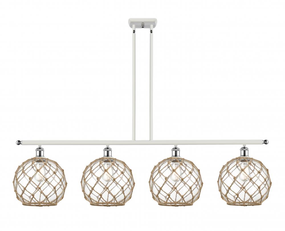 Farmhouse Rope - 4 Light - 48 inch - White Polished Chrome - Cord hung - Island Light
