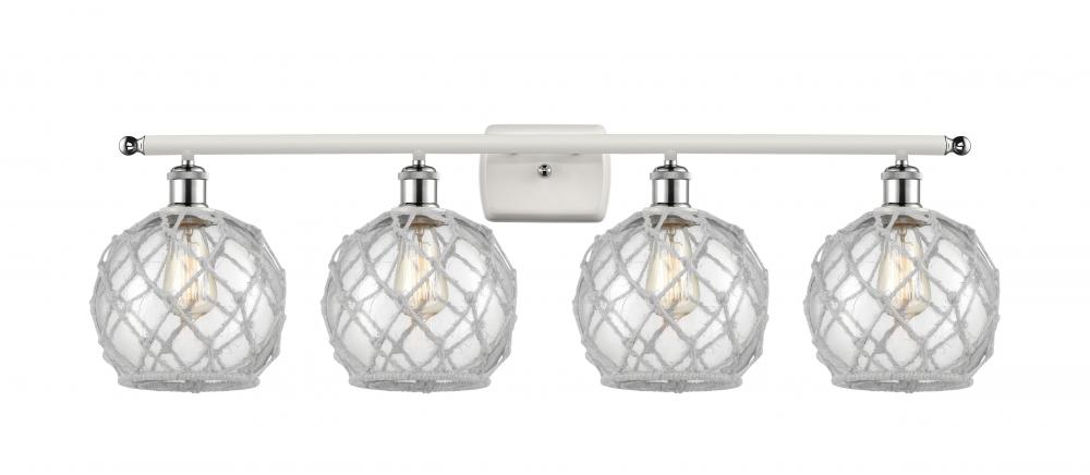 Farmhouse Rope - 4 Light - 38 inch - White Polished Chrome - Bath Vanity Light