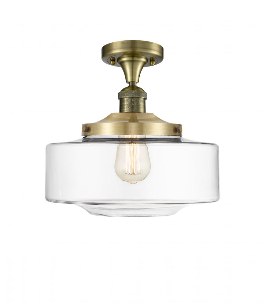 Bridgeton - 1 Light - 12 inch - Antique Brass - Semi-Flush Mount