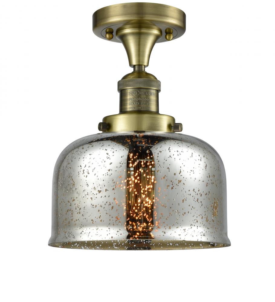 Bell - 1 Light - 8 inch - Antique Brass - Semi-Flush Mount