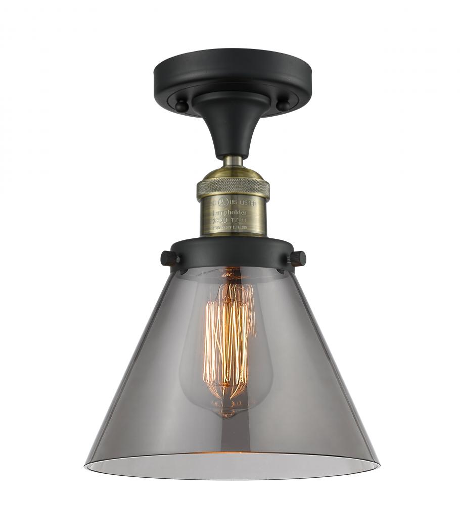 Cone - 1 Light - 8 inch - Black Antique Brass - Semi-Flush Mount