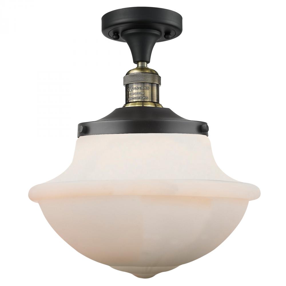 Oxford - 1 Light - 12 inch - Black Antique Brass - Semi-Flush Mount