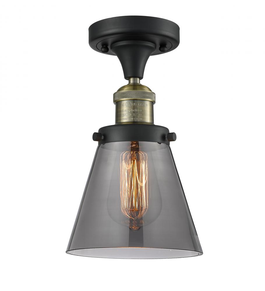 Cone - 1 Light - 7 inch - Black Antique Brass - Semi-Flush Mount