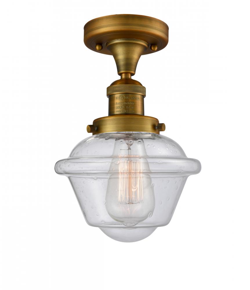 Oxford - 1 Light - 8 inch - Brushed Brass - Semi-Flush Mount