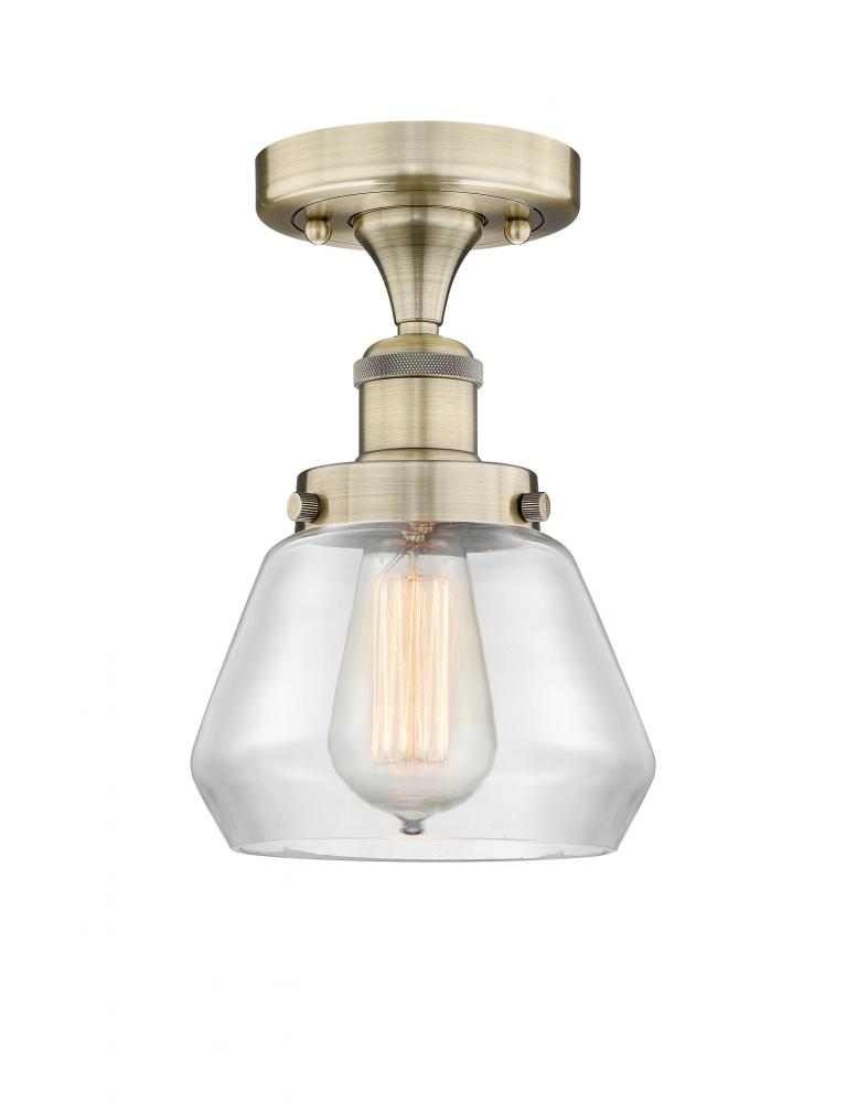 Fulton - 1 Light - 7 inch - Antique Brass - Semi-Flush Mount