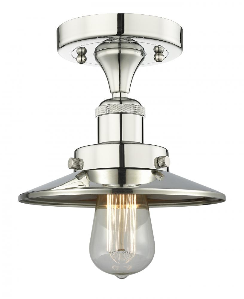 Edison - 1 Light - 8 inch - Polished Nickel - Semi-Flush Mount