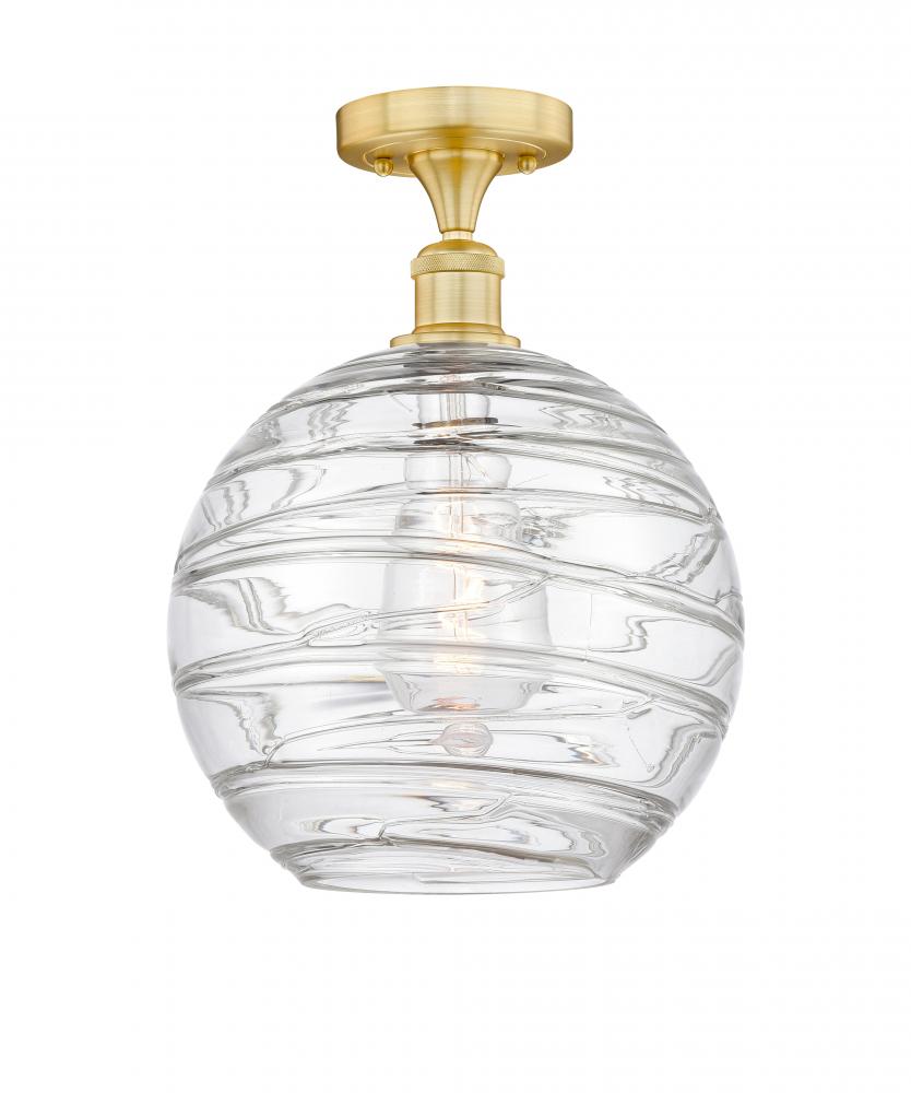 Athens Deco Swirl - 1 Light - 12 inch - Satin Gold - Semi-Flush Mount