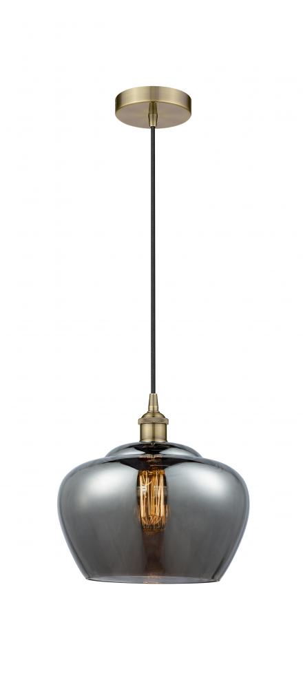 Fenton - 1 Light - 11 inch - Antique Brass - Cord hung - Mini Pendant