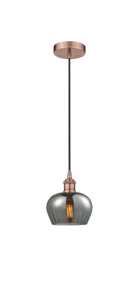 Fenton - 1 Light - 7 inch - Antique Copper - Cord hung - Mini Pendant