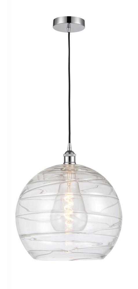 Athens Deco Swirl - 1 Light - 14 inch - Polished Chrome - Cord hung - Pendant